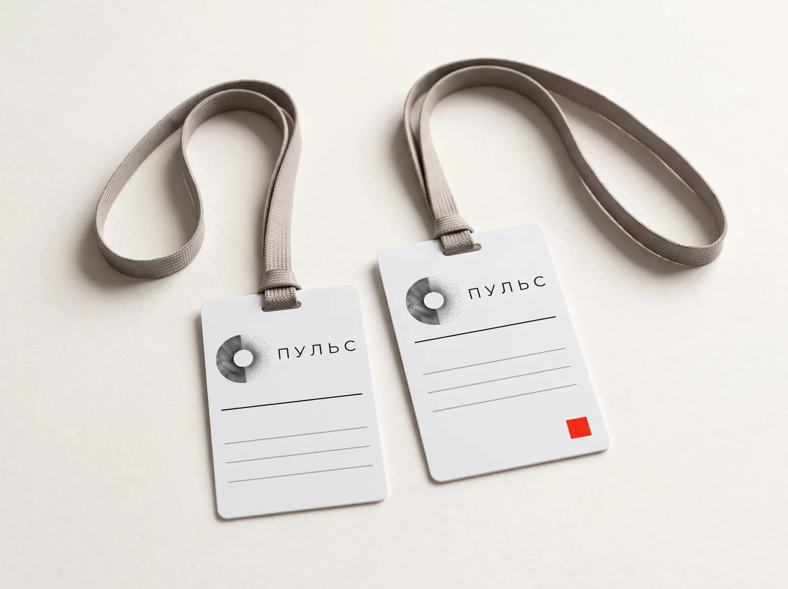 Два NFC-бейджа на лентах: мини размером с банковскую карту и макси