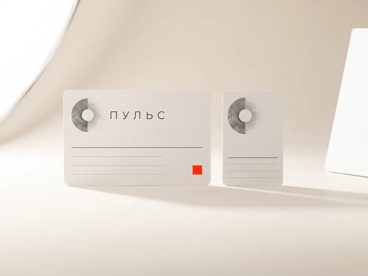 NFC-карта 42 × 26 мм рядом с обычной картой 86 × 54 мм — для сравнения размера